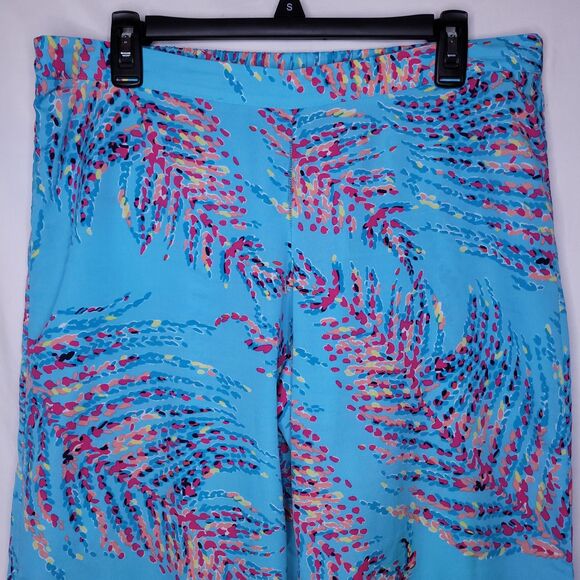 Lilly Pulitzer Pants Large Colorful Middleton Palazzo Shorely Blue Wide Leg - Picture 6 of 13
